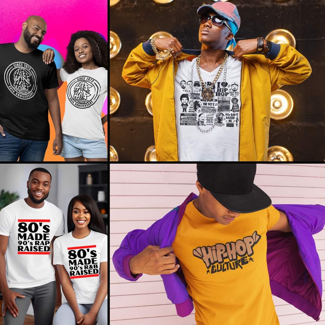 Music collection showcasing Black culture designs on cotton shirts, resonating with the soul through fashion.