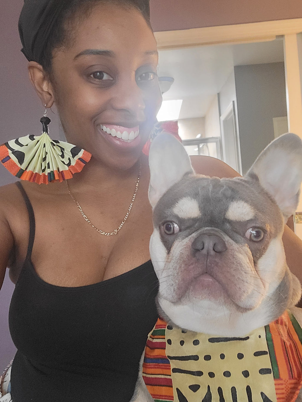 Matching Earrings & Dog Bandana Set