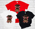 Afro bun red and white